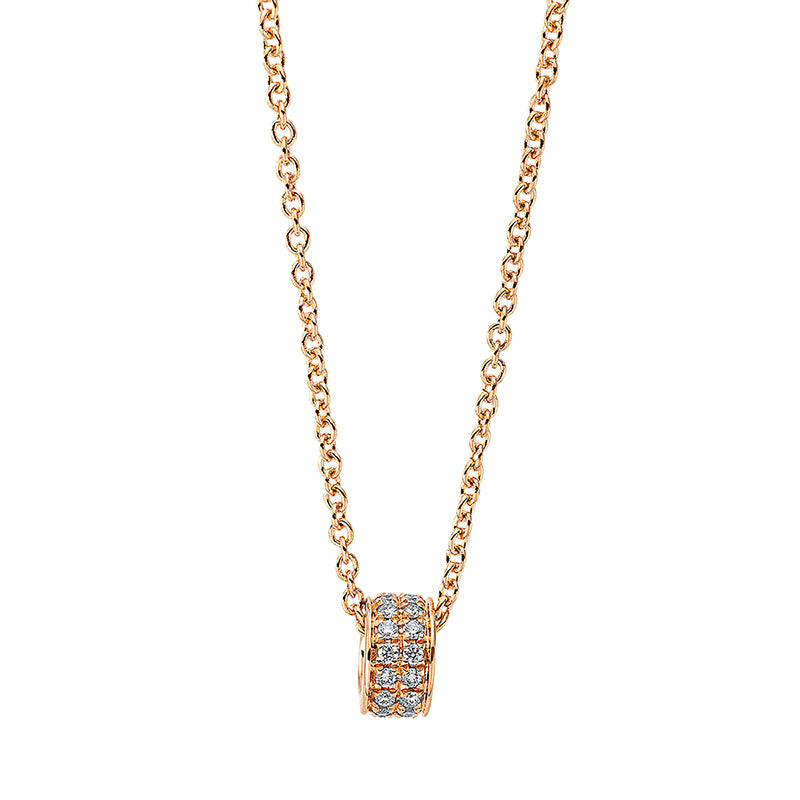 Collier 18 kt RG. mit ZÖ 40 cm + 42.5 cm. 30 Brillanten 0.10 ct. TW-si. L:45.0 cm