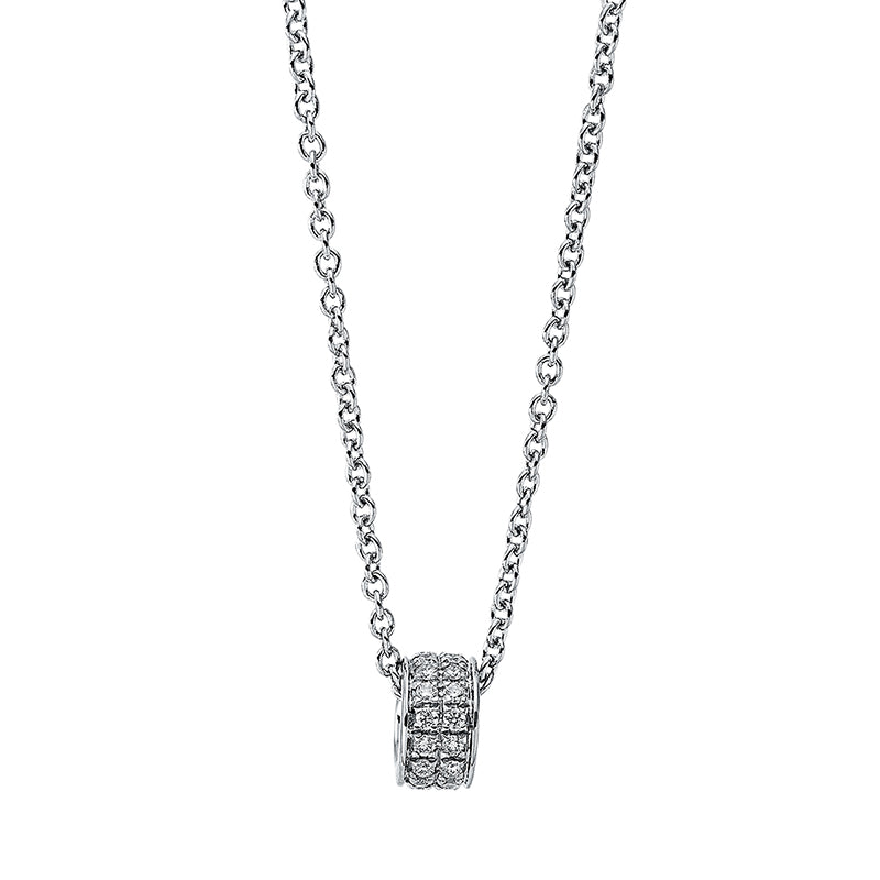 Collier 18 kt WG, mit ZÖ 40 cm + 42.5 cm, 30 Brill. 0,10 ct, TW-si