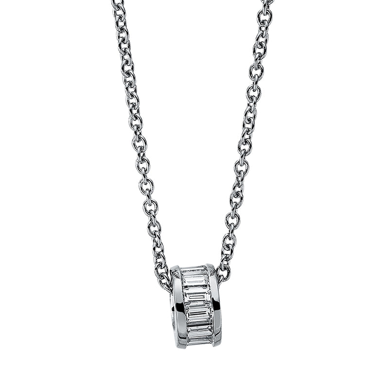 Collier 18 kt WG. mit ZÖ 40 cm + 42.5 cm. 13 Baguette 0.33 ct. TW-si. L:45.0 cm