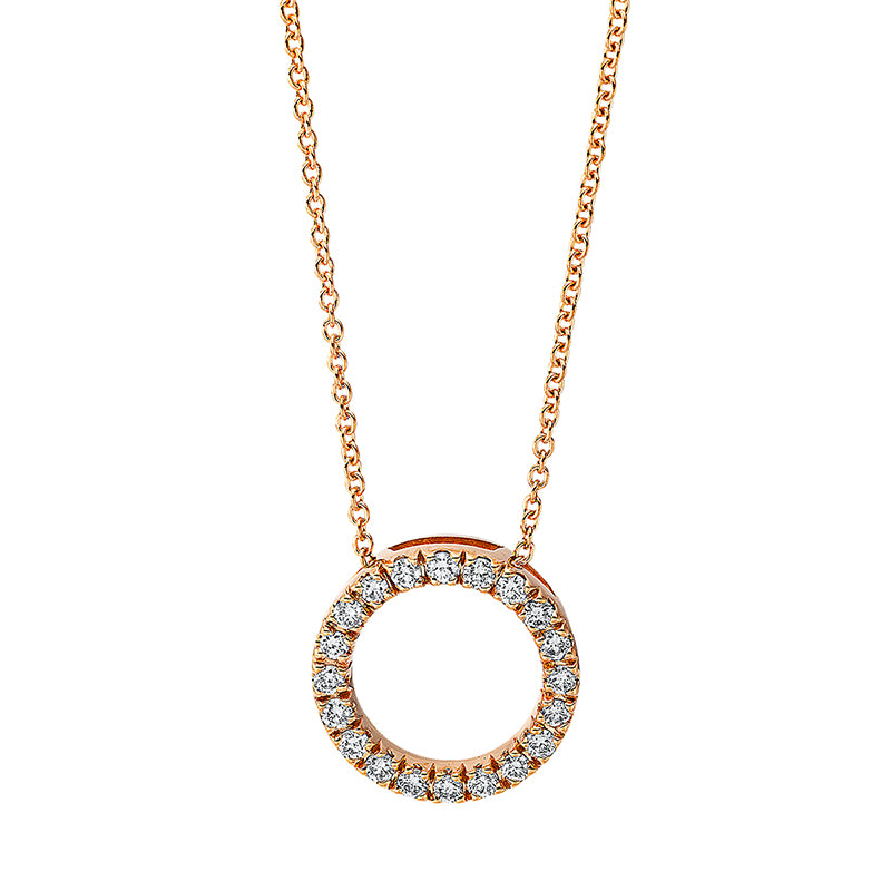 Collier 18 kt RG, mit ZÖ 40 cm + 42.5 cm, 20 Brill. 0,32 ct, TW-si