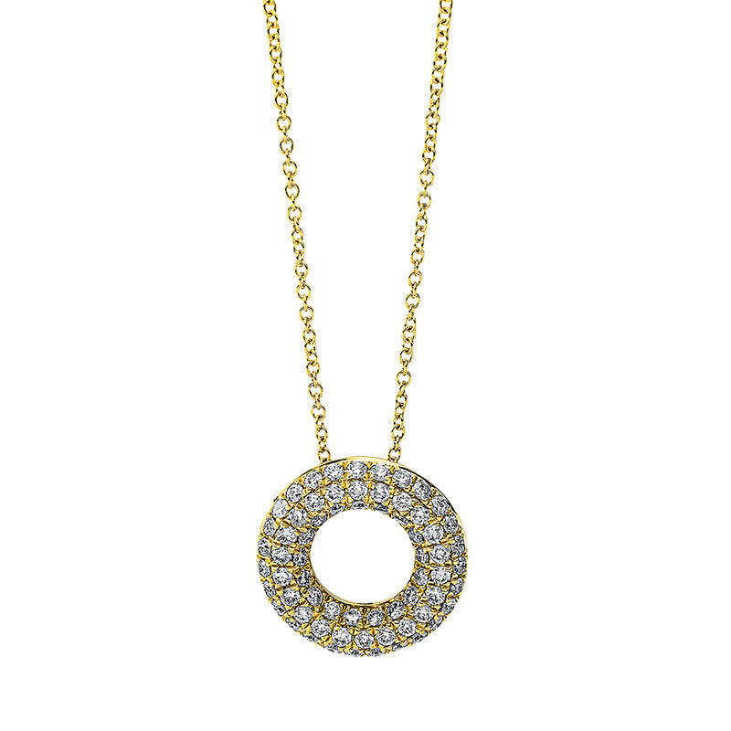 Collier 18 kt GG, mit ZÖ 40 cm + 42.5 cm, 66 Brill. 0,50 ct, TW-si
