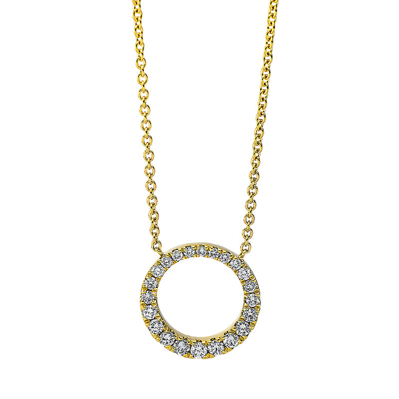 Collier 18 kt GG Kreis. mit ZÖ 40 cm + 42.5 cm. 6 Brillanten 0.10 ct. TW-si. 16 Brillanten 0.20 ct. TW-si. L:45.0 cm. S:1.8 mm. Ø:13.0 mm