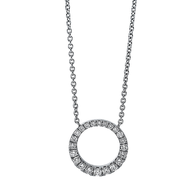 Collier 18 kt WG, mit ZÖ 40 cm + 42.5 cm, 6 Brill. 0,10 ct, TW-si, 16 Brill. 0,20 ct, TW-si