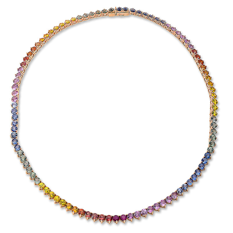Collier 18 kt RG, 100 Saphire 30,31 ct fancy