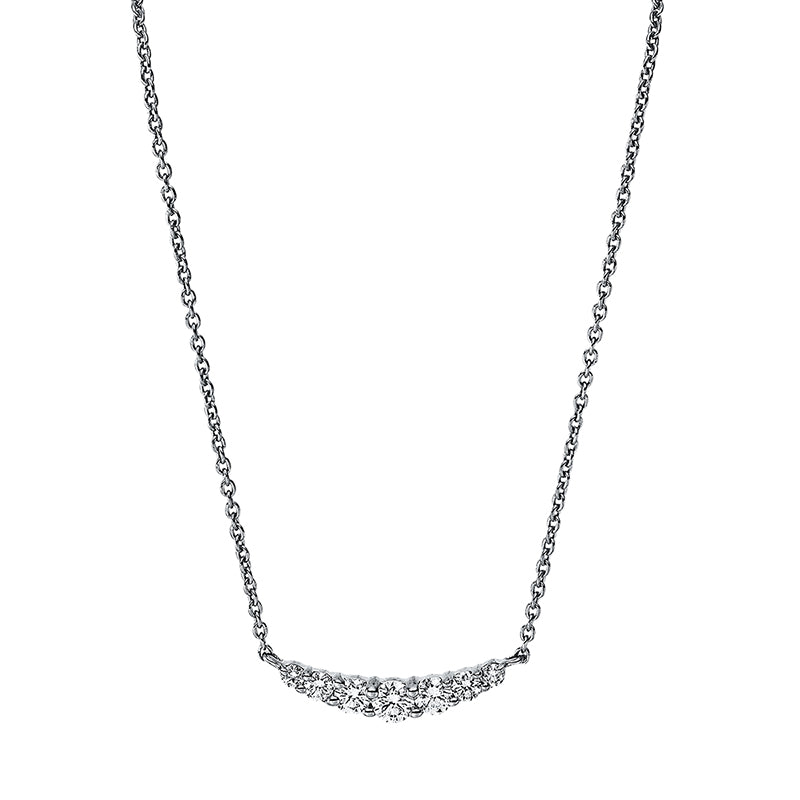 Collier 18 kt WG, mit ZÖ 42 cm, 2 Brill. 0,04 ct, TW-si, 2 Brill. 0,08 ct, TW-si, 1 Brill. 0,06 ct, TW-si, 2 Brill. 0,02 ct, TW-si