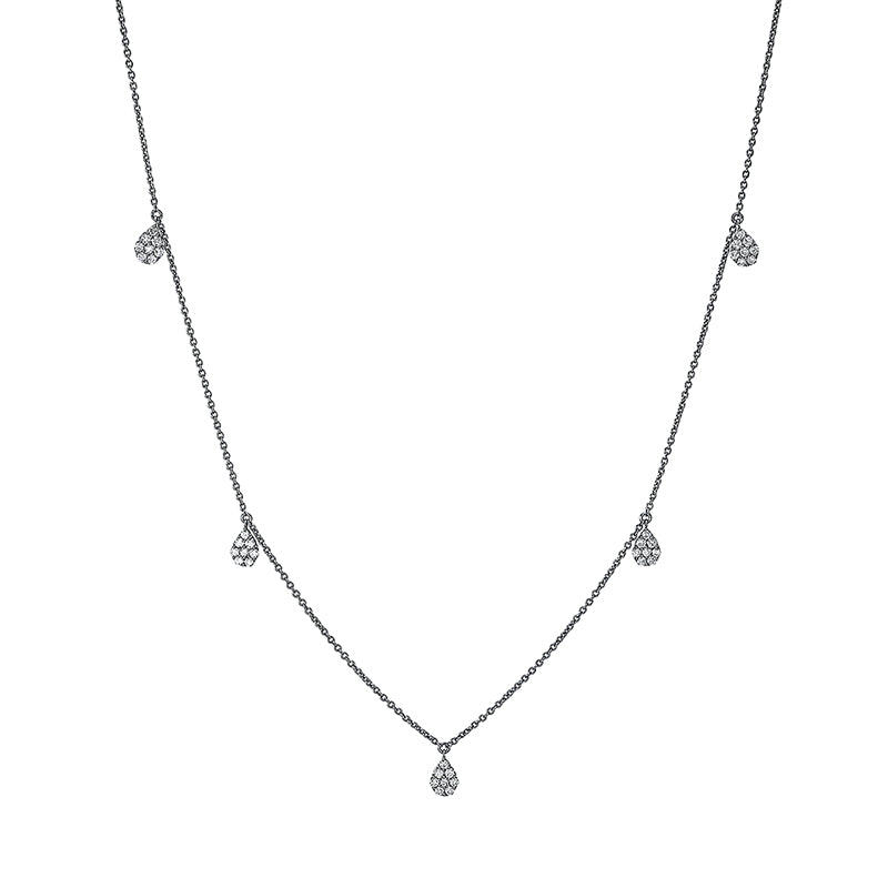 Collier 18 kt WG. mit ZÖ 42 cm. 10 Brillanten 0.09 ct. TW-si. 30 Brillanten 0.21 ct. TW-si. L:45.0 cm