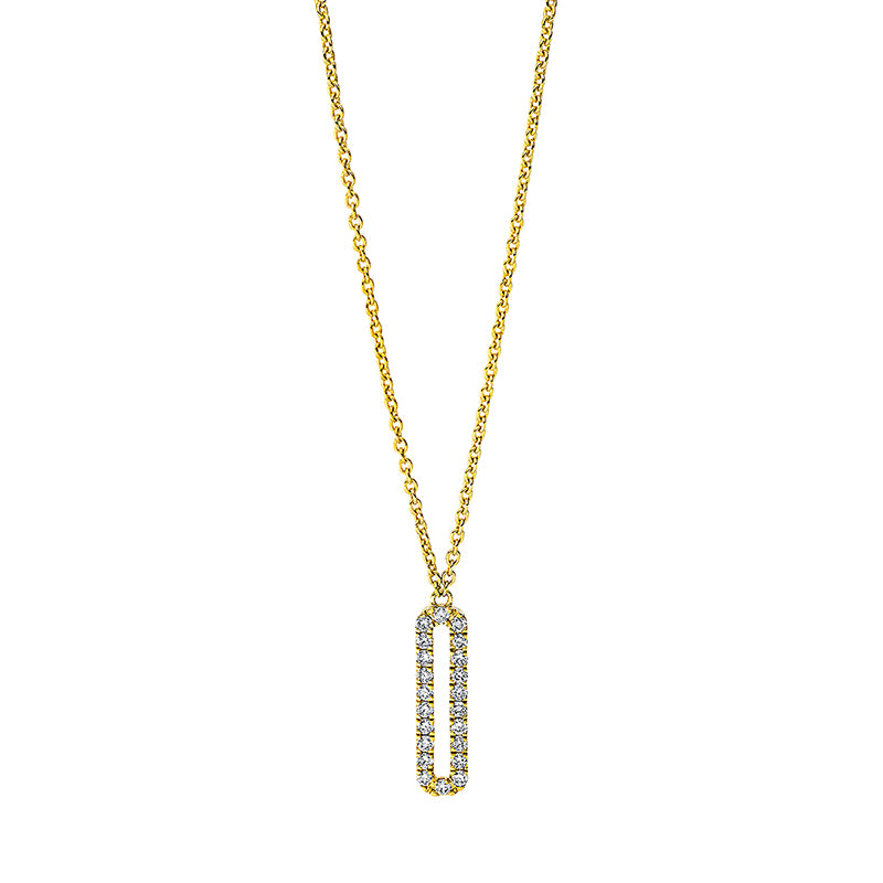 Collier 18 kt GG, mit ZÖ 42 cm, 22 Brill. 0,11 ct, TW-si