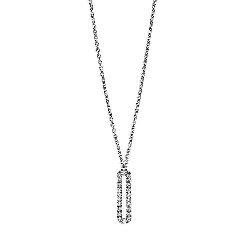 Collier 18 kt WG. mit ZÖ 42 cm. 22 Brillanten 0.11 ct. TW-si. H:13.2 mm. B:3.1 mm. L:45.0 cm. S:1.2 mm