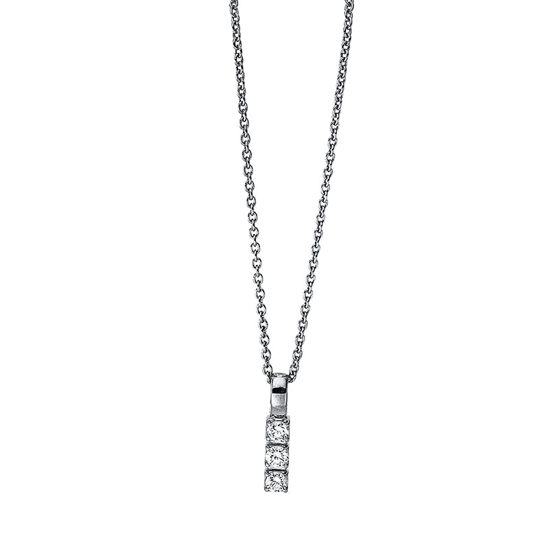 Collier 18 kt WG. mit ZÖ 42 cm . 3 Brillanten 0.09 ct. TW-si. L:45.0 cm