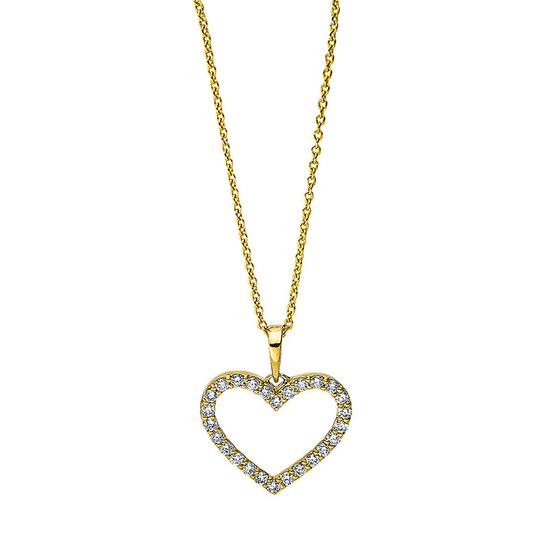 Collier 18 kt GG, mit ZÖ 42 cm, 26 Brill. 0,22 ct, TW-si