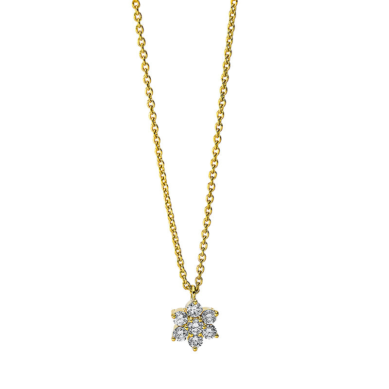 Collier 18 kt GG, mit ZÖ 42 cm, 1 Brill. 0,03 ct, TW-si, 6 Brill. 0,13 ct, TW-si