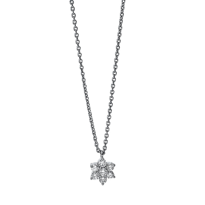 Collier 18 kt WG, mit ZÖ 42 cm, 1 Brill. 0,03 ct, TW-si, 6 Brill. 0,13 ct, TW-si