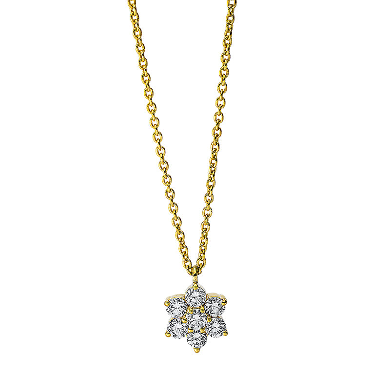 Collier 18 kt GG, mit ZÖ 42 cm, 1 Brill. 0,04 ct, TW-si, 6 Brill. 0,17 ct, TW-si