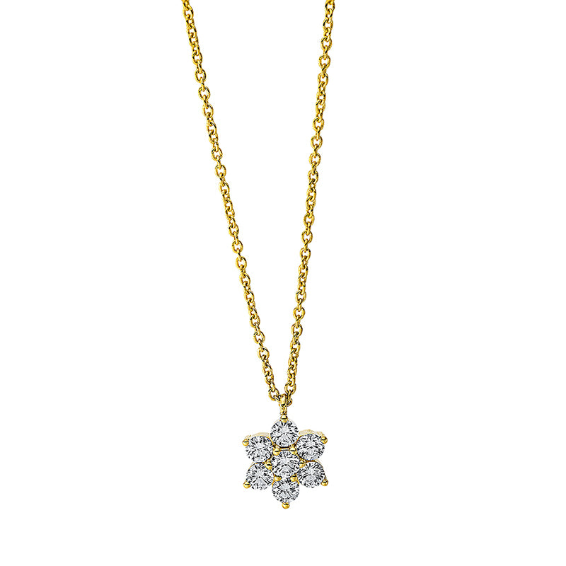 Collier 18 kt GG, mit ZÖ 42 cm, 1 Brill. 0,04 ct, TW-si, 6 Brill. 0,23 ct, TW-si