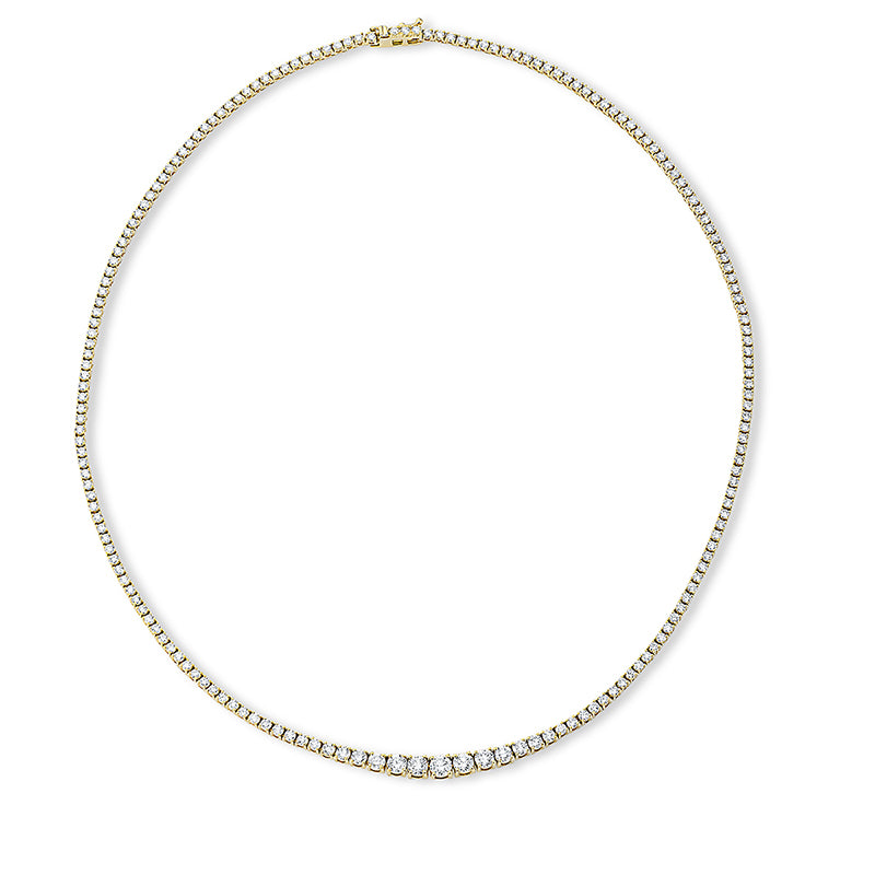 Collier 18 kt GG, 6 Brill. 0,57 ct, 4 Brill. 0,62 ct, 1 Brill. 0,21 ct, 172 Brill. 4,10 ct, TW-si
