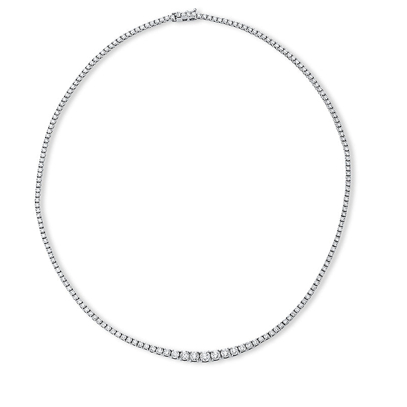 Collier 18 kt WG, 6 Brill. 0,56 ct, 4 Brill. 0,62 ct, 1 Brill. 0,21 ct, 172 Brill. 4,10 ct, TW-si