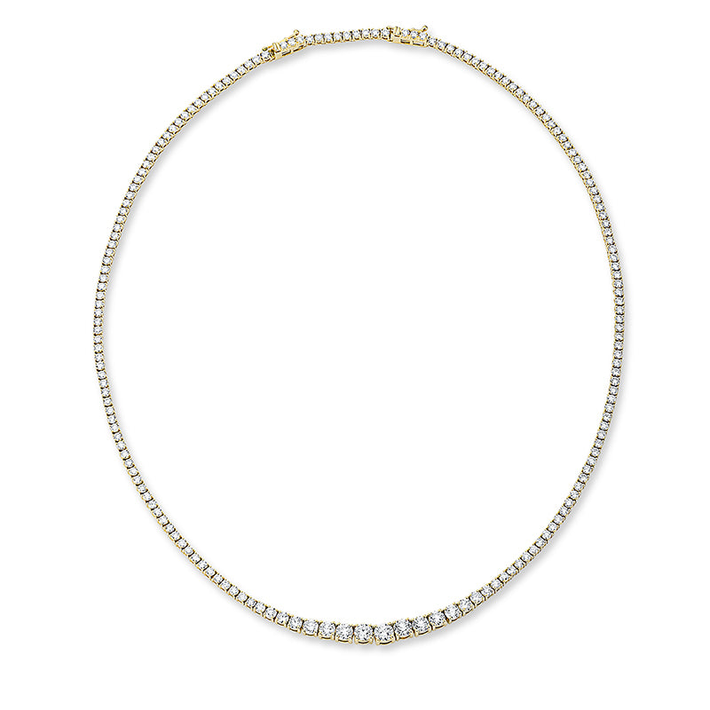 Collier 18 kt GG, mit ZÖ 42 cm, 8 Brill. 1,02 ct, 4 Brill. 0,98 ct, 1 Brill. 0,30 ct, 164 Brill. 6,06 ct, TW-si
