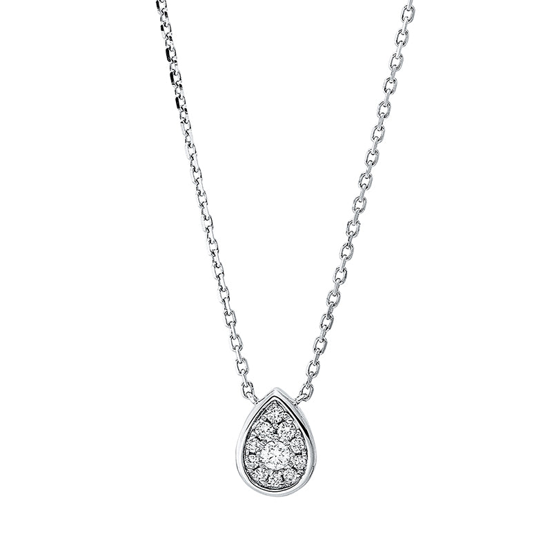 Collier 18 kt WG, mit ZÖ 40 cm + 43 cm, 1 Brill. 0,07 ct, TW-si, 10 Brill. 0,12 ct, TW-si