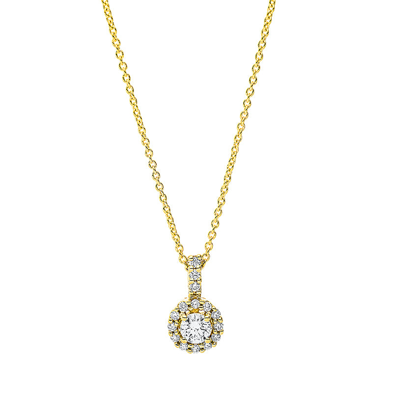 Collier 18 kt GG, mit Öse, 1 Brill. 0,15 ct, TW-si, 15 Brill. 0,09 ct, TW-si
