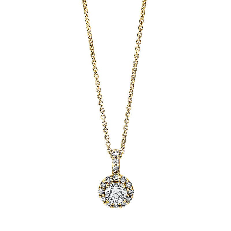 Collier 18 kt GG, mit Öse, 1 Brill. 0,29 ct, TW-si, 15 Brill. 0,10 ct, TW-si