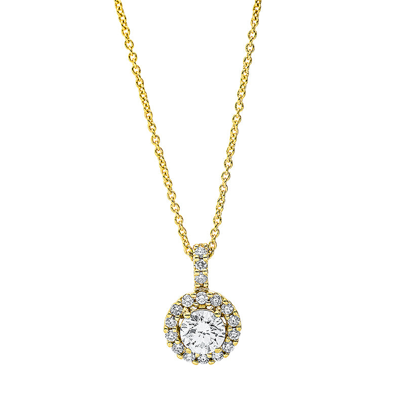 Collier 18 kt GG, 1 Brill. 0,31 ct, TW-si, 17 Brill. 0,14 ct, TW-si