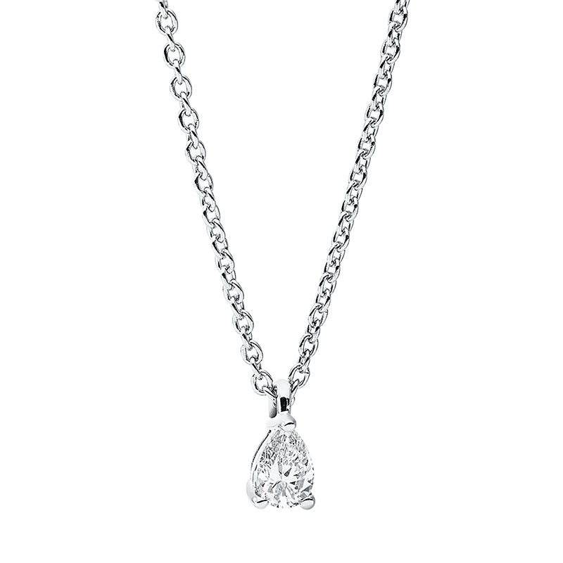 Collier 18 kt WG, 1 Tropfen 0,12 ct, TW-si