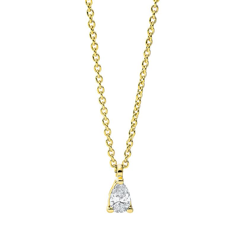 Collier 18 kt GG, 1 Tropfen 0,13 ct, TW-si