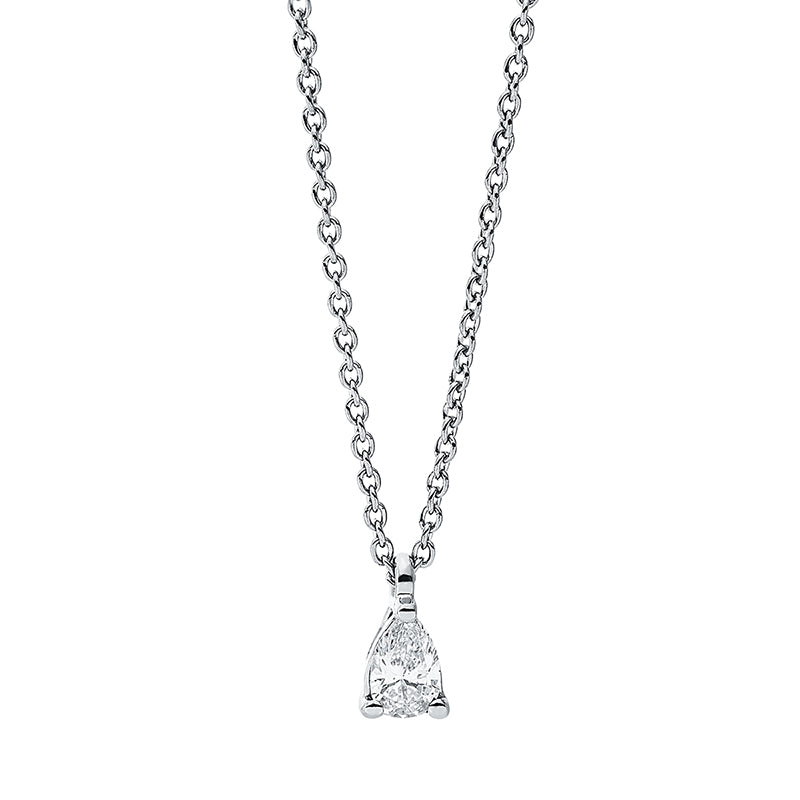 Collier 3er-Krappe 18 kt WG. 1 Tropfen 0.13 ct. TW-si. L:45.0 cm