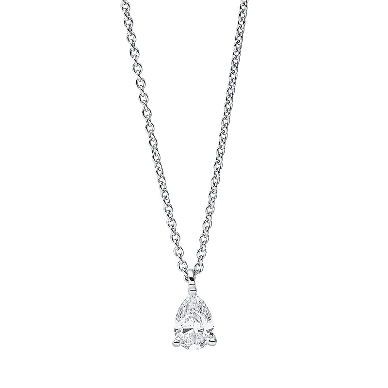 Collier 3er-Krappe 18 kt WG. 1 Tropfen 0.28 ct. TW-si. B:450.0 mm