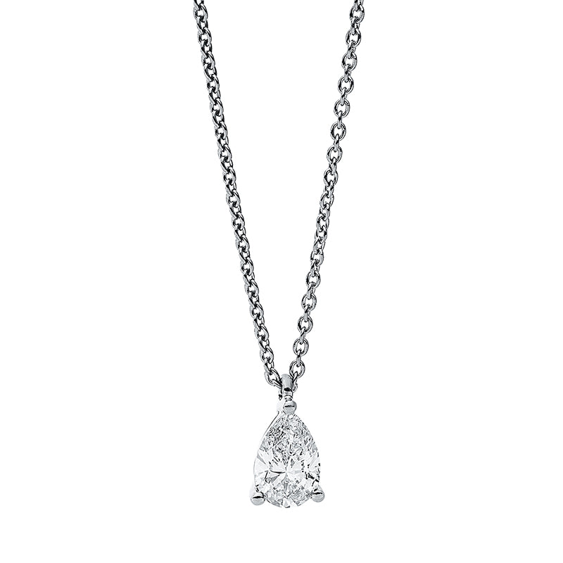 Collier 3er-Krappe 18 kt WG. 1 Tropfen 0.39 ct. TW-si. L:45.0 cm