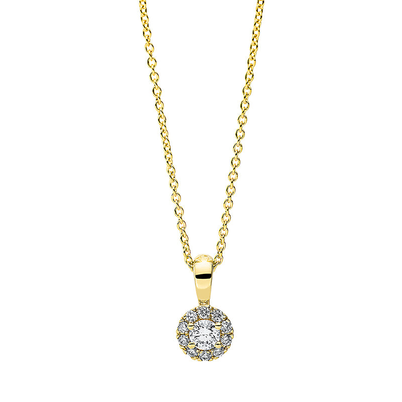 Collier 18 kt GG, mit Öse, 1 Brill. 0,11 ct, TW-si, 10 Brill. 0,07 ct, TW-si