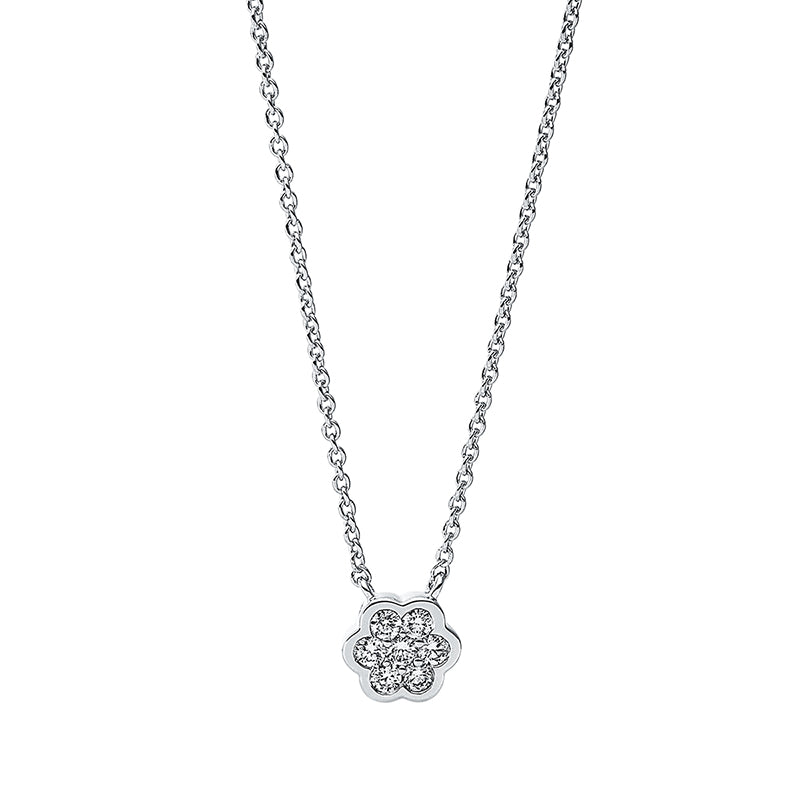 Collier 18 kt WG, 1 Brill. 0,02 ct, TW-si, 6 Brill. 0,10 ct, TW-si