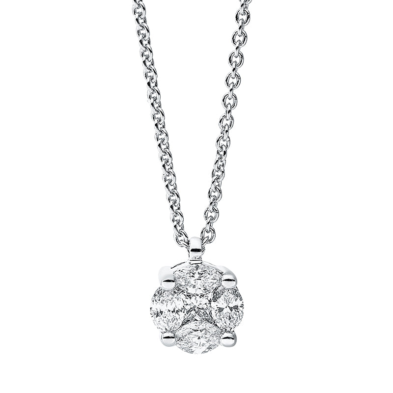 Collier 18 kt WG, mit Öse, 1 Princ. 0,06 ct, TW-si, 4 Nav. 0,20 ct, TW-si