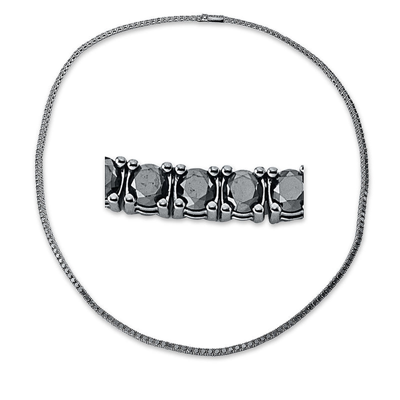 Collier 18 kt WG, schwarz rhodiniert, 198 Brill. 18,00 ct, schwarz
