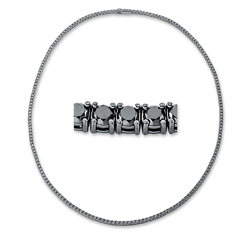 Collier 18 kt WG, schwarz rhodiniert, 199 Brill. 19,00 ct, schwarz