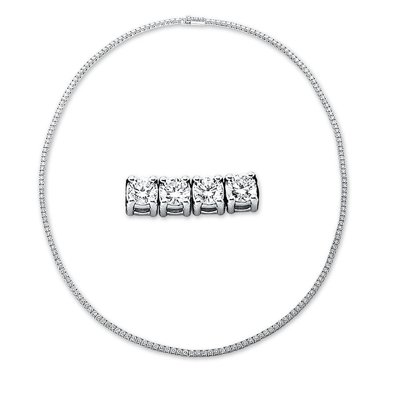 Collier 18 kt WG, 199 Brill. 17,00 ct, TW-si