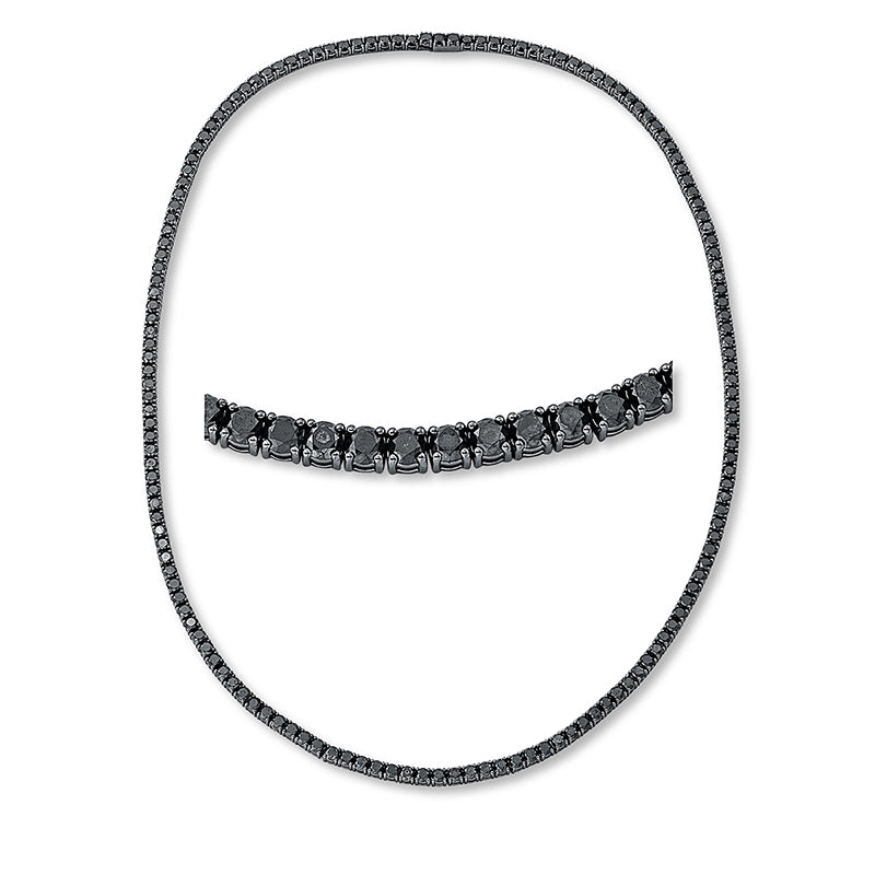 Collier 18 kt WG, 155 Brill. 32,00 ct, schwarz