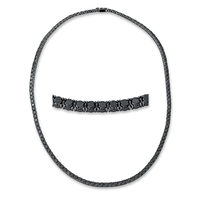 Collier 18 kt WG, 124 Brill. 43,00 ct, schwarz