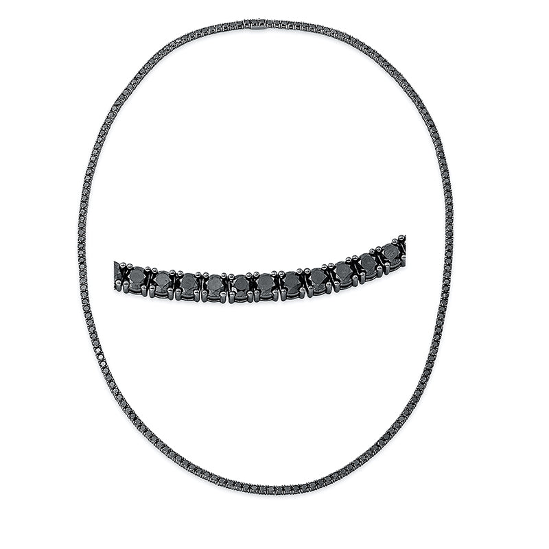 Collier 18 kt WG, 185 Brill. 24,00 ct, schwarz
