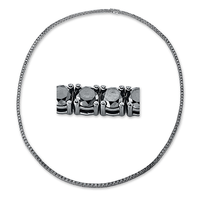 Collier 18 kt WG, 175 Brill. 28,00 ct, schwarz