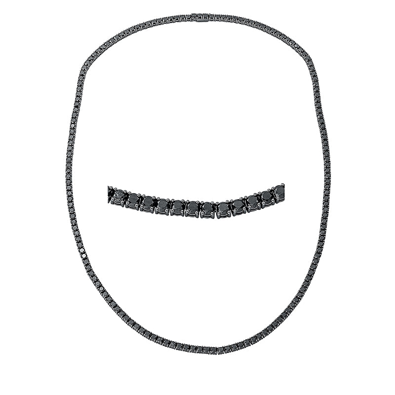 Collier 18 kt WG, 163 Brill. 33,00 ct, schwarz