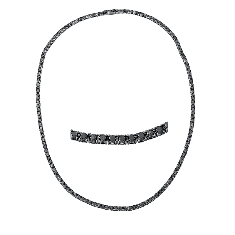 Collier 18 kt WG, 147 Brill. 36,00 ct, schwarz