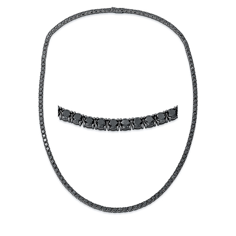 Collier 18 kt WG, 130 Brill. 42,00 ct, schwarz
