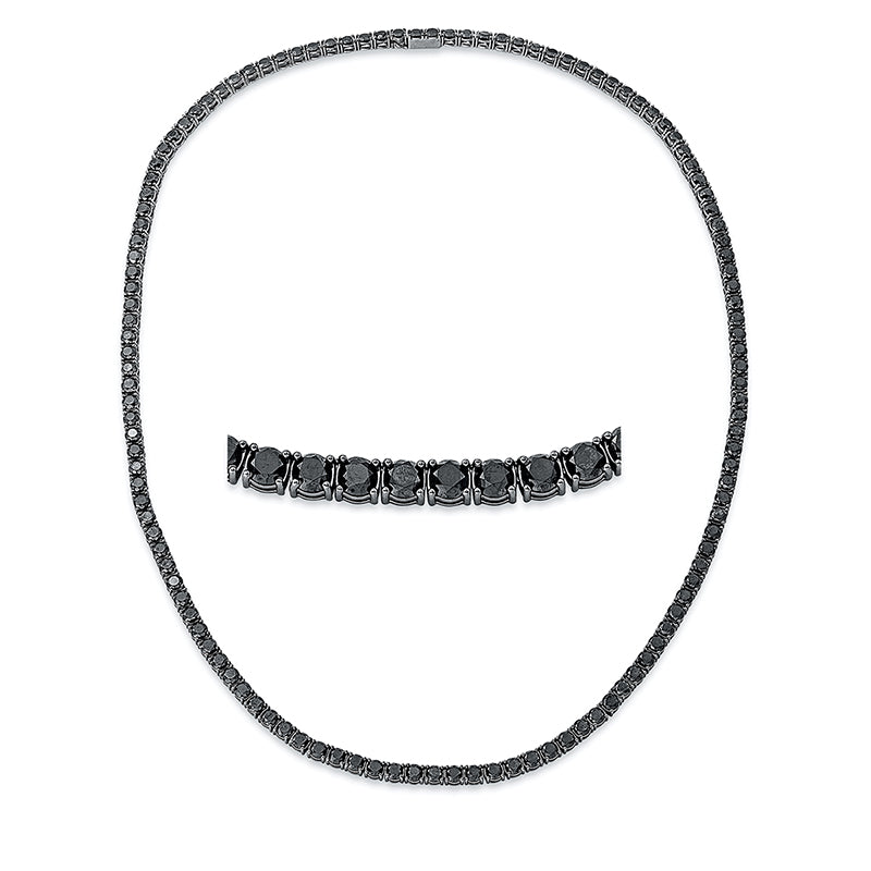Collier 18 kt WG, 125 Brill. 47,00 ct, schwarz