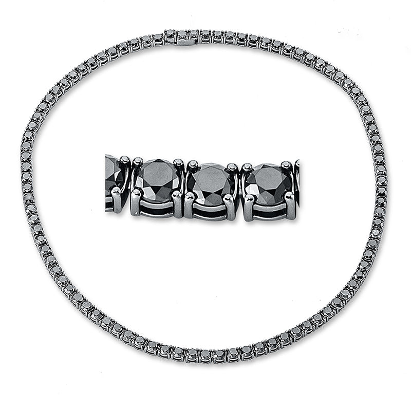 Collier 18 kt WG, 92 Brill. 33,70 ct, schwarz