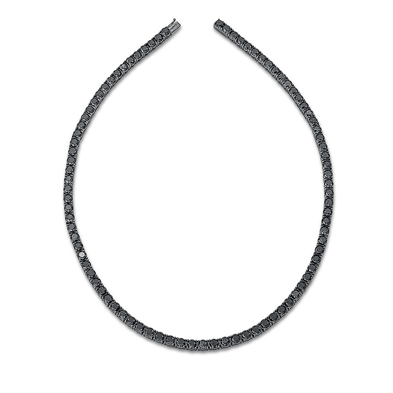 Collier 18 kt WG, 87 Brill. 33,50 ct, schwarz