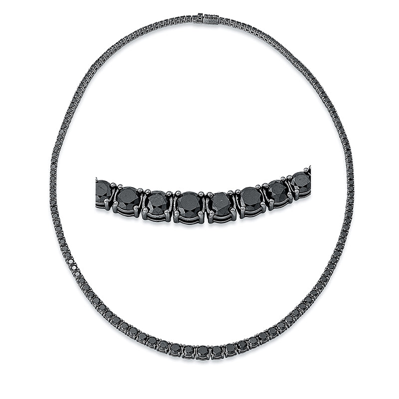 Collier 18 kt WG, gradual, 146 Brill. 13,00 ct, schwarz