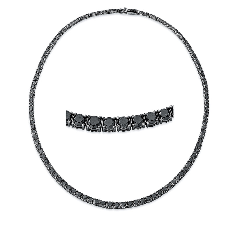 Collier 18 kt WG, gradual, 131 Brill. 16,00 ct, schwarz