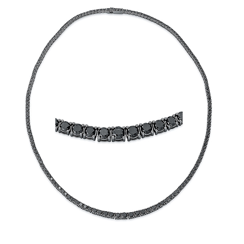 Collier 18 kt WG, gradual, 163 Brill. 9,00 ct, schwarz