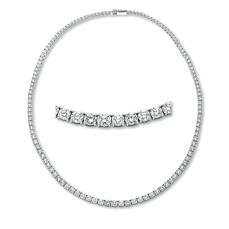 Collier 18 kt WG. gradual. 126 Brillanten 13.00 ct. TW-si. B:4.1 mm. L:42.0 cm